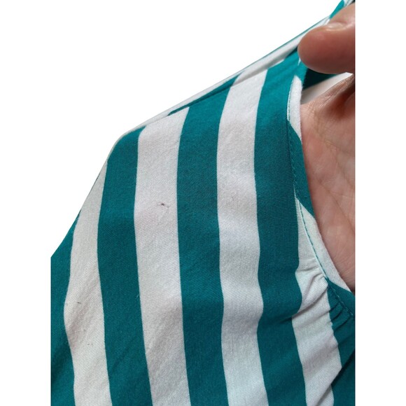 Paradise Maxi Dress Blue White Striped Backless‎ Sleeveless Asymmetrical Hem  L - Picture 10 of 15